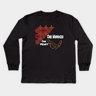 Solidarity in Diversity: One Heart, One Morocco DNA Morish Kids Long Sleeve T-Shirt